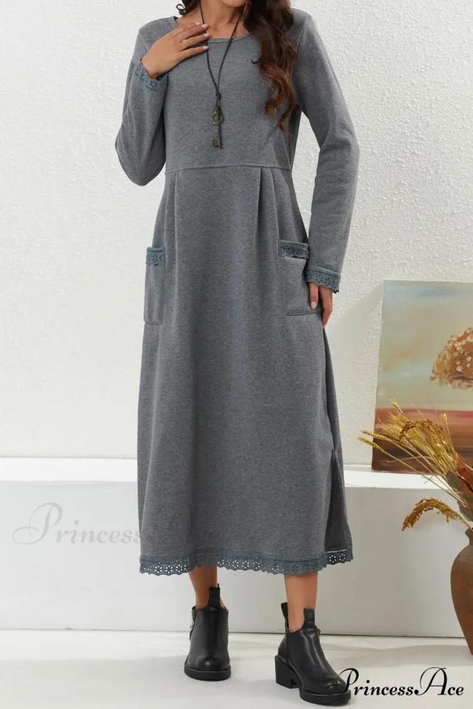 Pocketed Lacework Hem Dress - Image 2