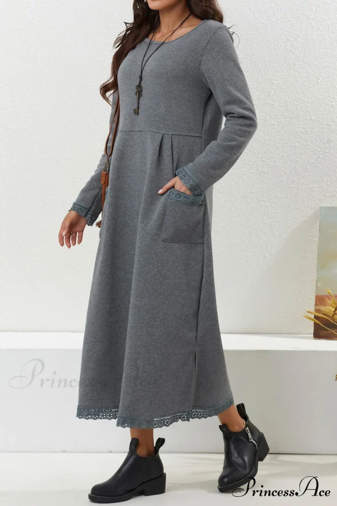 Pocketed Lacework Hem Dress - Image 3