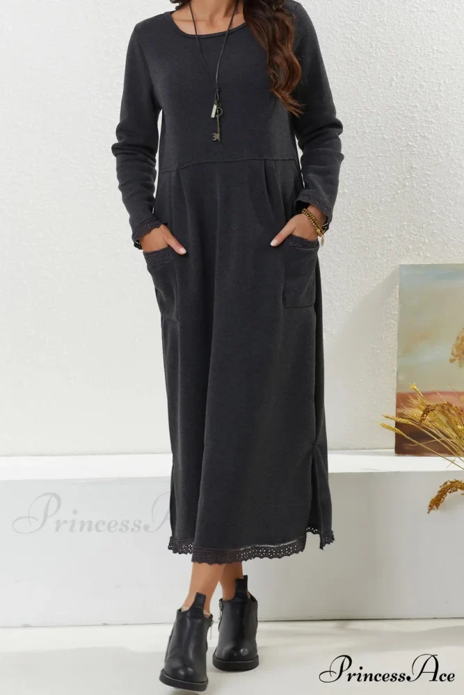 Pocketed Lacework Hem Dress - Image 5
