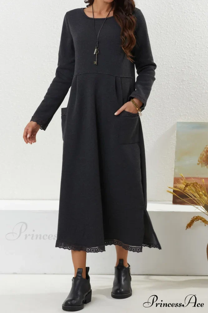 Pocketed Lacework Hem Dress - Image 6