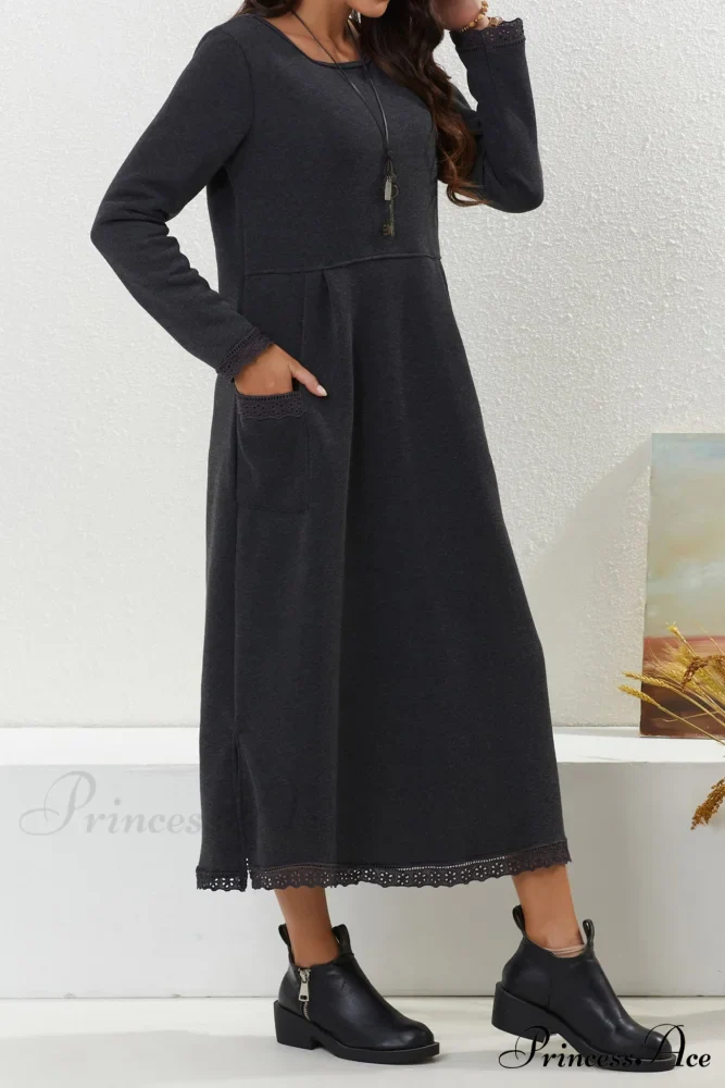 Pocketed Lacework Hem Dress - Image 7