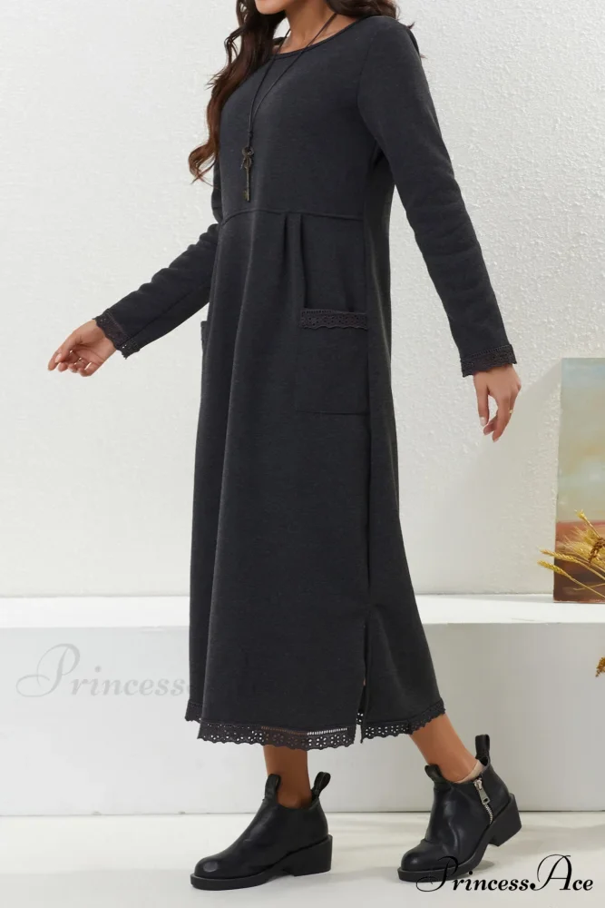 Pocketed Lacework Hem Dress - Image 8