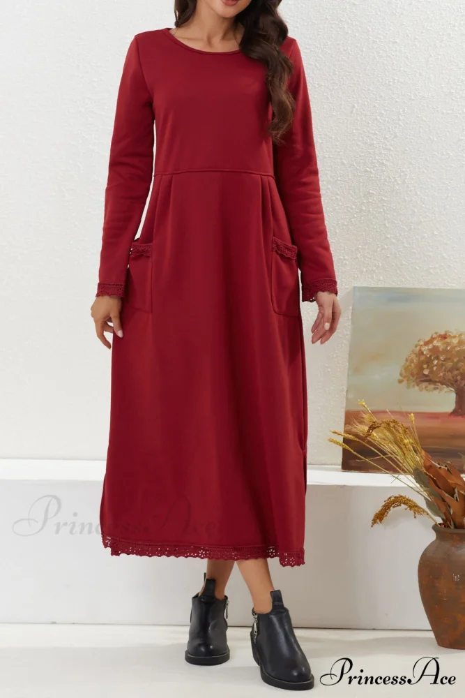 Pocketed Lacework Hem Dress - Image 9
