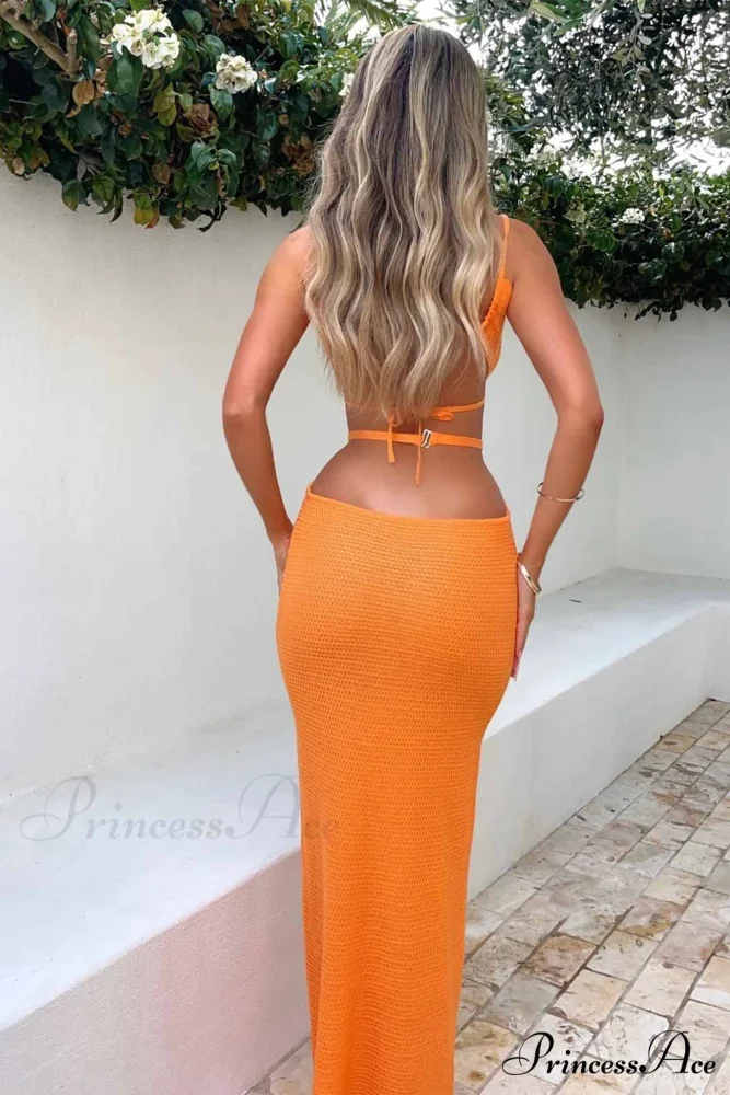 Lace Up Hollow Out Knitted Dress - Image 4