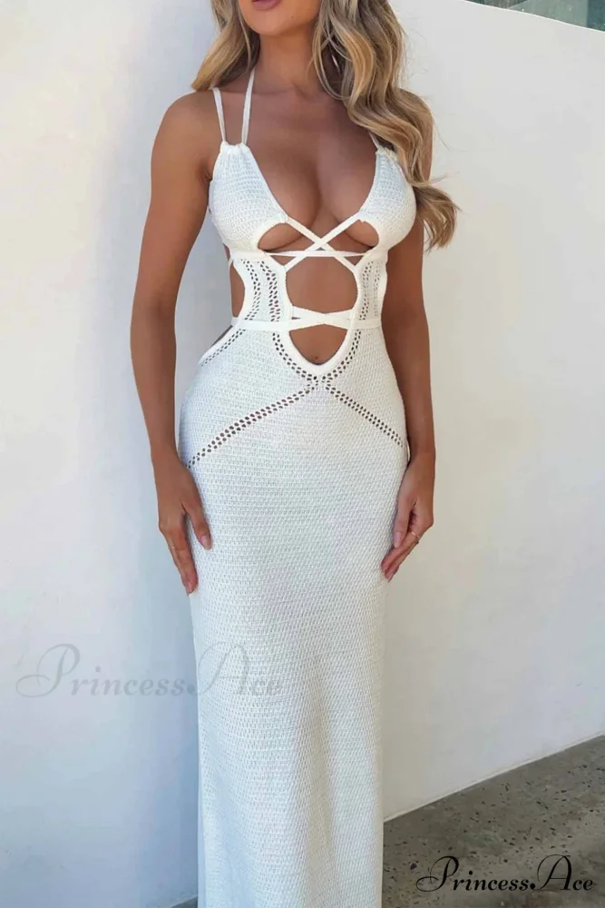 Lace Up Hollow Out Knitted Dress - Image 6