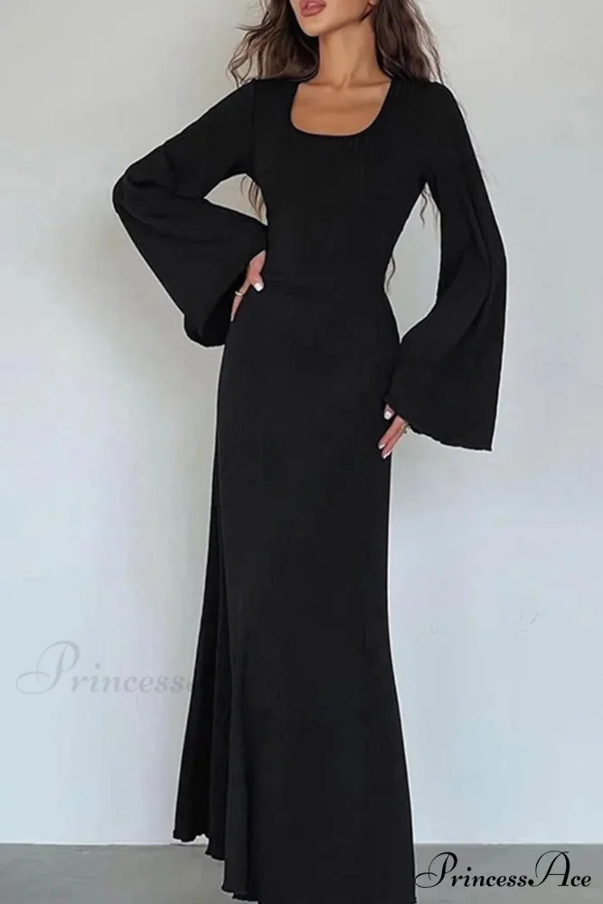 Ribbed Flares Sleeve Dress with Tie-back - Image 16