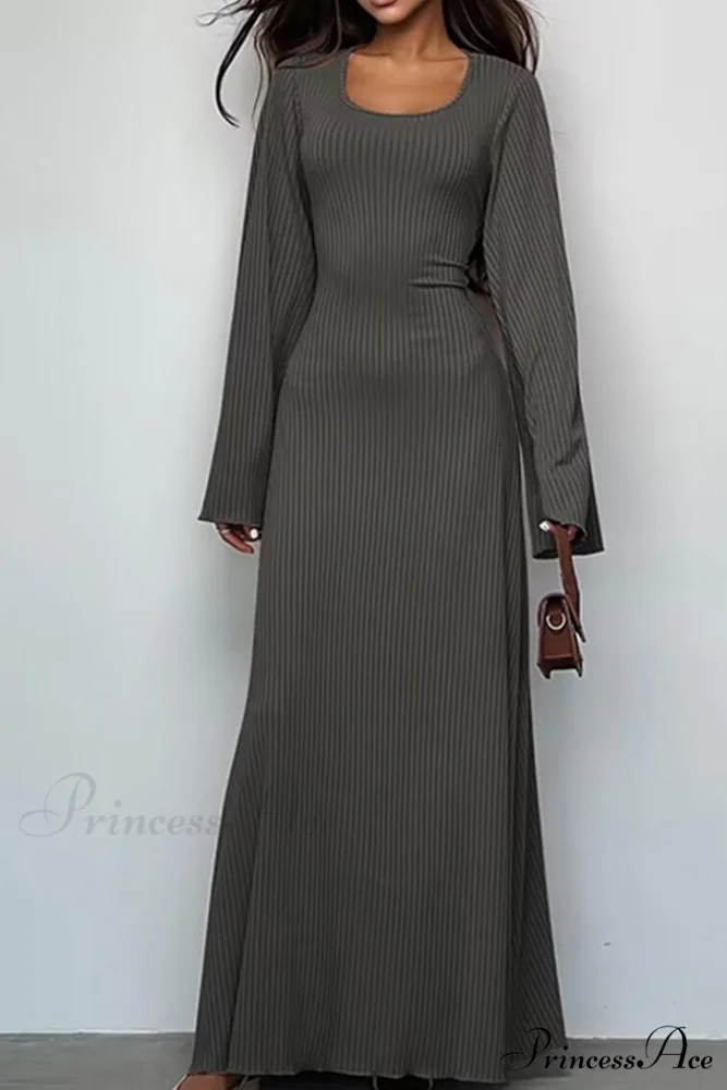 Ribbed Flares Sleeve Dress with Tie-back - Image 18