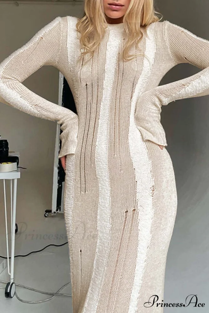 Distressed Hollow Out Knit Dress - Image 4