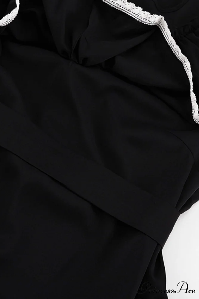 Ruffle Neck Lacework A-line Dress - Image 9