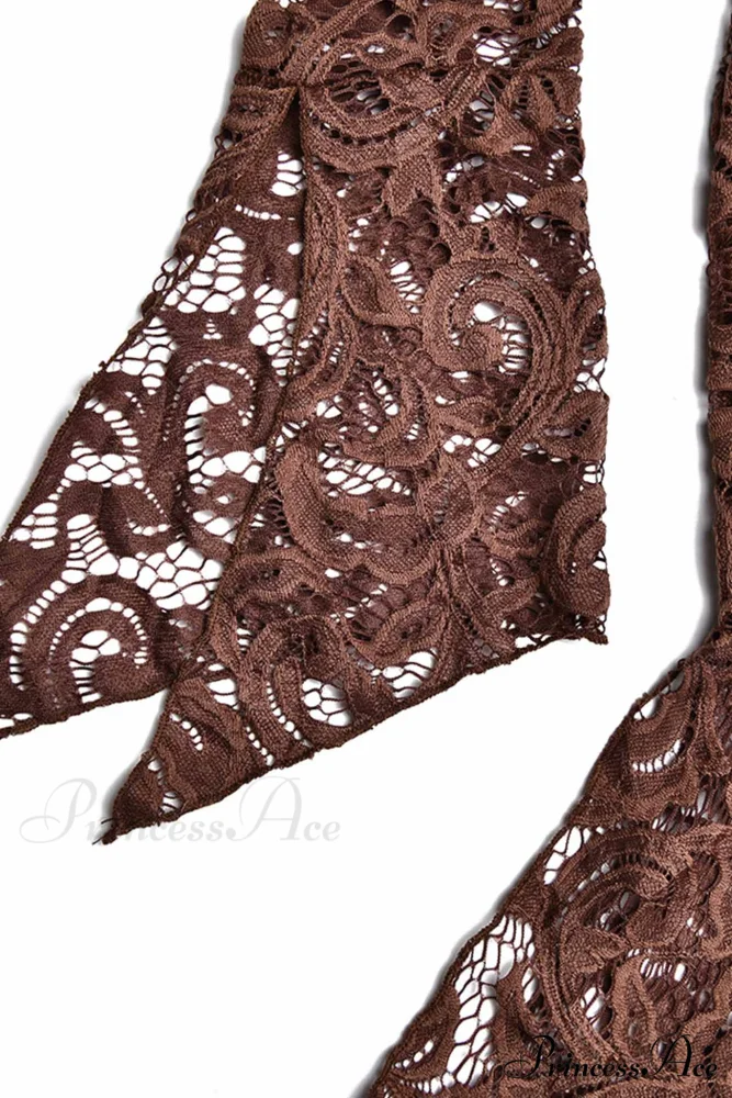 V Neck Flares Sleeve Lace Dress - Image 13