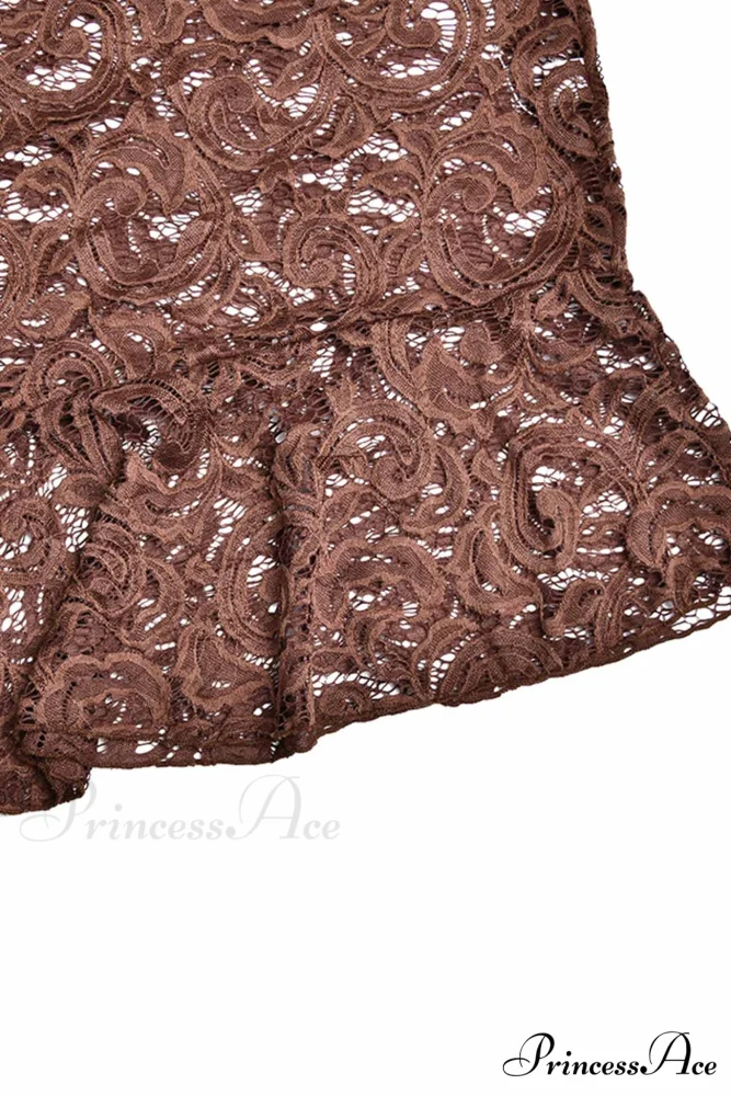 V Neck Flares Sleeve Lace Dress - Image 14