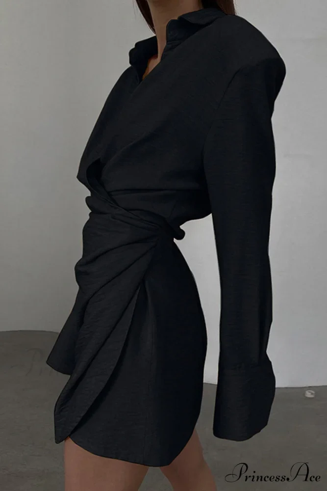 Cowl Neck Ruched Dress - Image 3