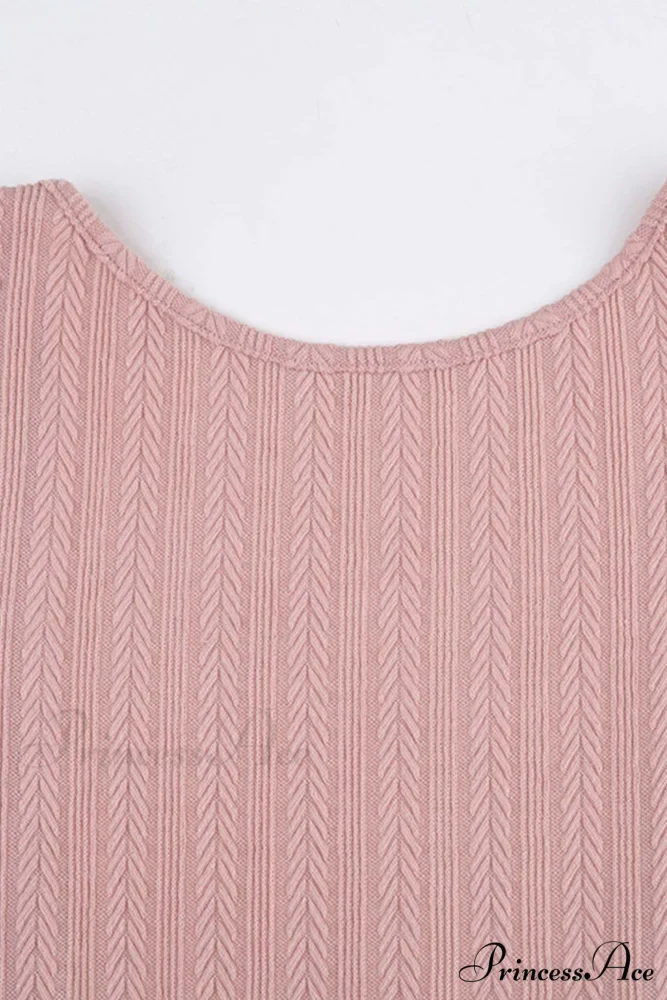 Flares Sleeve Backless Cable Knit Dress - Image 12