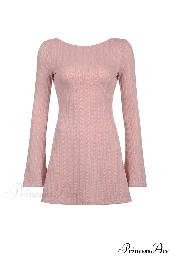 Flares Sleeve Backless Cable Knit Dress - Image 13