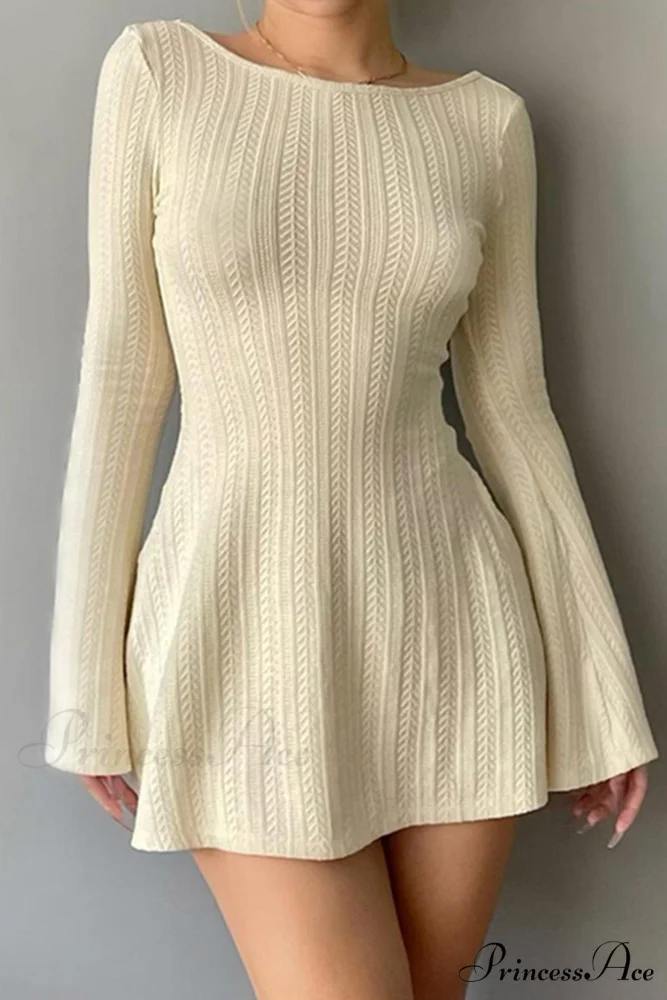 Flares Sleeve Backless Cable Knit Dress - Image 2