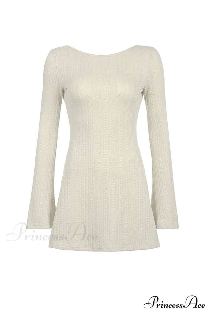 Flares Sleeve Backless Cable Knit Dress - Image 4