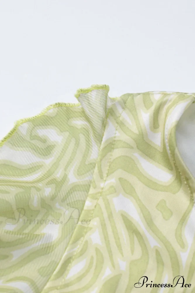 Print Ruffle Irregular Hem Dress with One Shoulder - Image 6