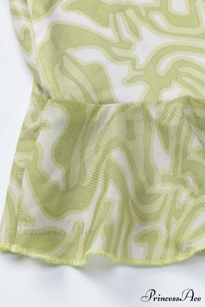 Print Ruffle Irregular Hem Dress with One Shoulder - Image 7