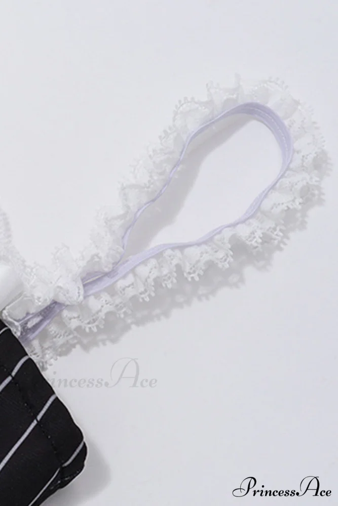Striped Cami Dress with Lace Straps and Bow-tie - Image 7