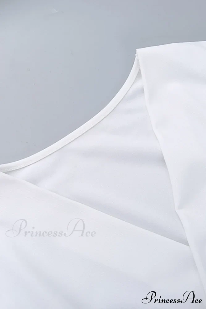 Off Shoulder Satin Dress with Gathered Silt - Image 8