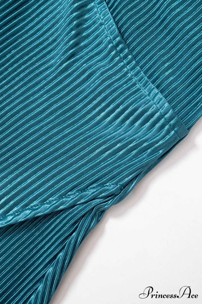 Pleated Lapel Mini Dress with Low Cut - Image 8