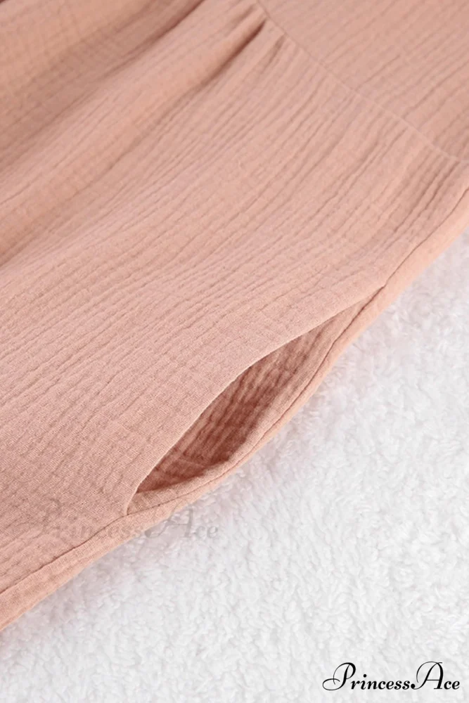 Crepe V Neck Puff Sleeve Loose Dress - Image 6