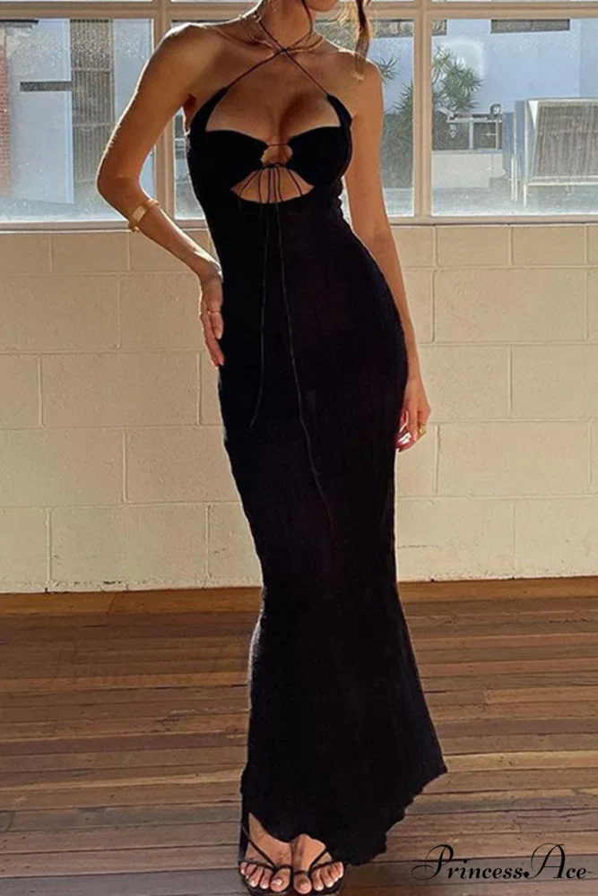 Halter Cutout Tie-up Dress with CrissCross Design - Image 4