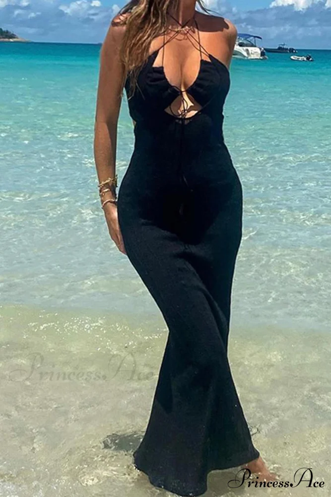 Halter Cutout Tie-up Dress with CrissCross Design - Image 6