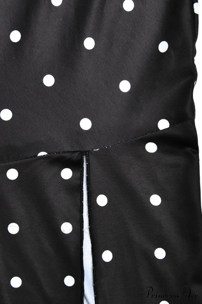 Cowl Neck Slit Dress with Polka Dots - Image 10