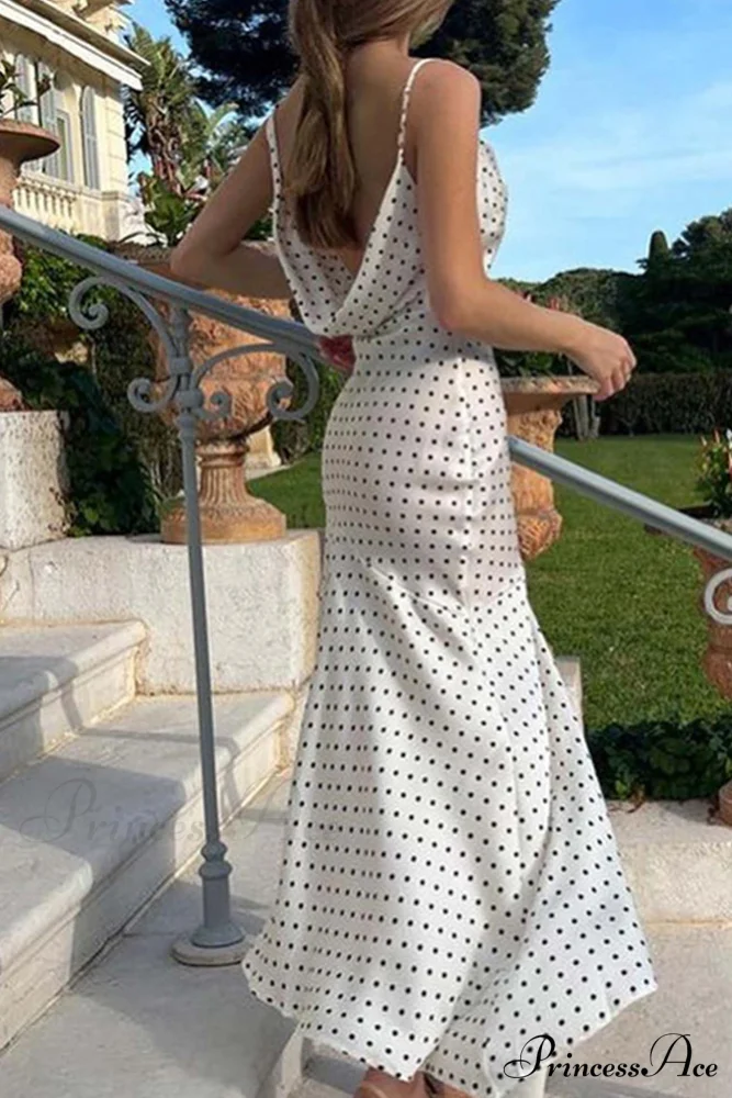 Cowl Neck Slit Dress with Polka Dots - Image 3