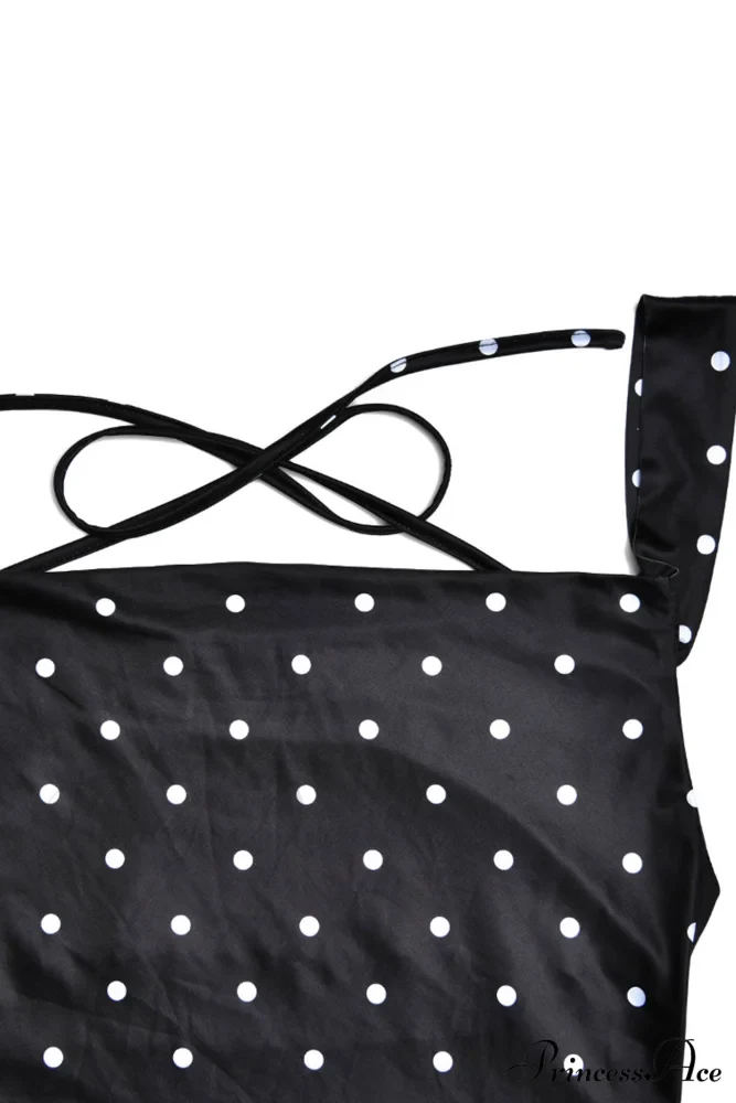 Cowl Neck Slit Dress with Polka Dots - Image 9
