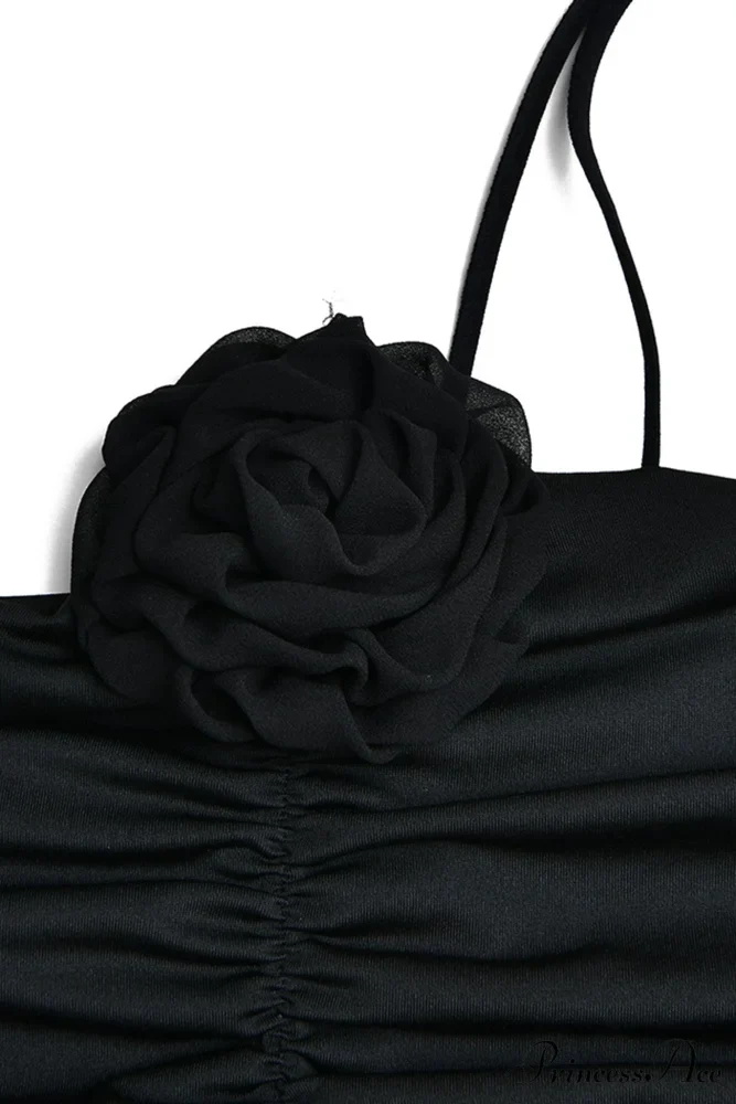 Floral Ruched Midi Dress with Halter Decoration - Image 10