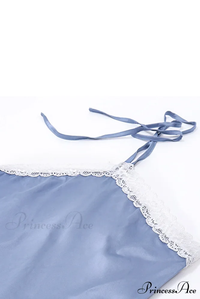 Satin Halter Lace Patchwork Dress - Image 7