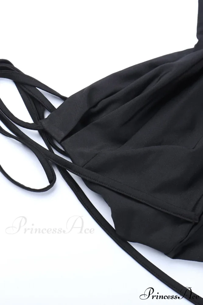 Cowl Neck Tie-straps Dress with Slit - Image 7