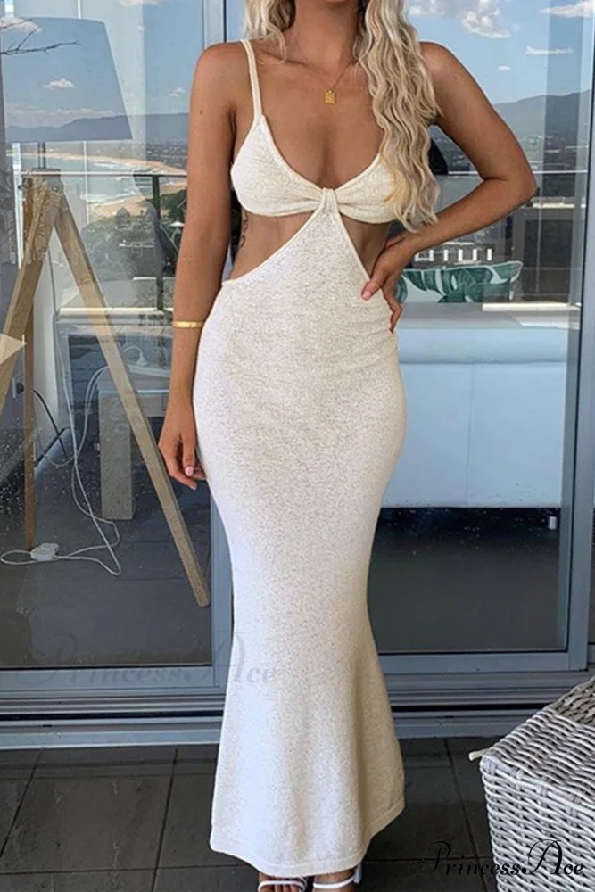 Twisted-front Backless Knit Cami Dress with Cutout - Image 4