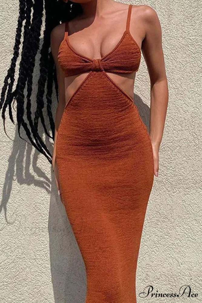 Twisted-front Backless Knit Cami Dress with Cutout - Image 6