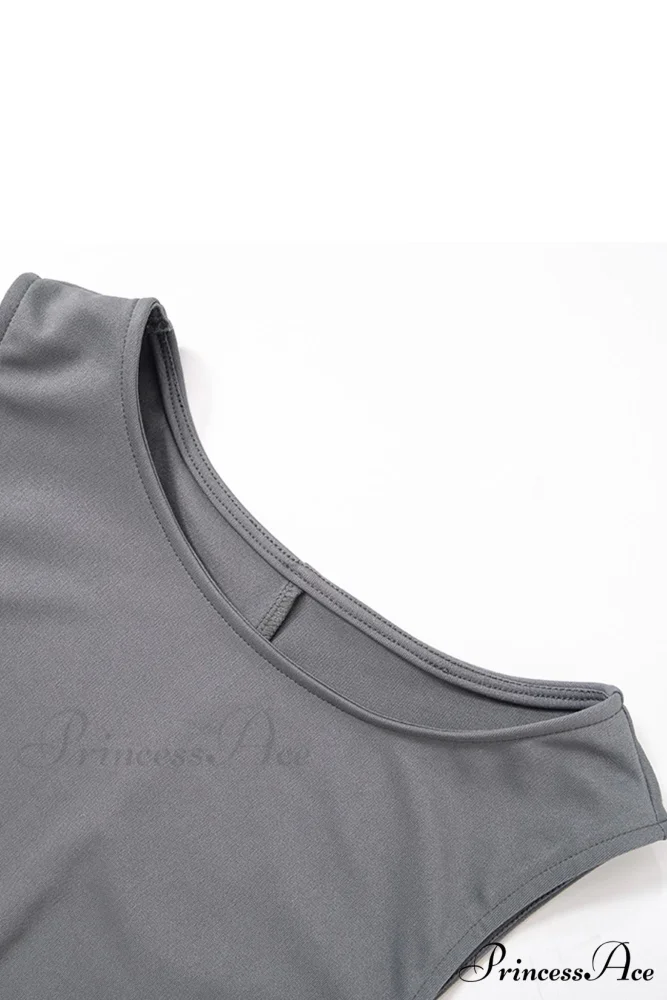Grey Crew Neck Pack Hip Tank Dress - Image 8
