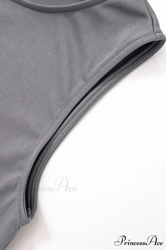 Grey Crew Neck Pack Hip Tank Dress - Image 9