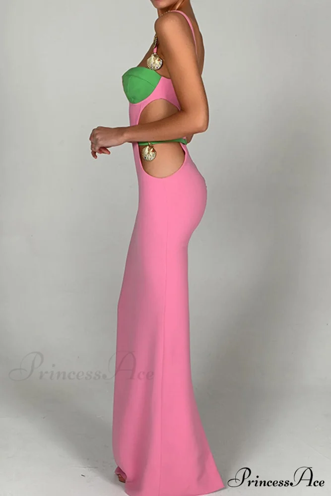 Cutout Slit Back Cami Dress with Contrast Detail - Image 3