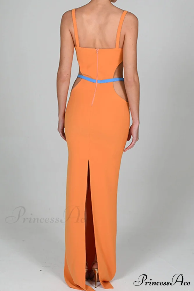 Cutout Slit Back Cami Dress with Contrast Detail - Image 9