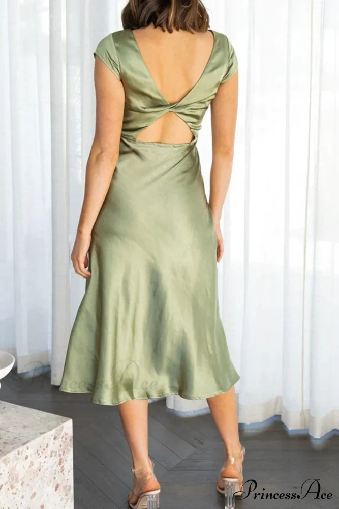 Satin Cowl Neck Dress with Twisted-back Slit - Image 10