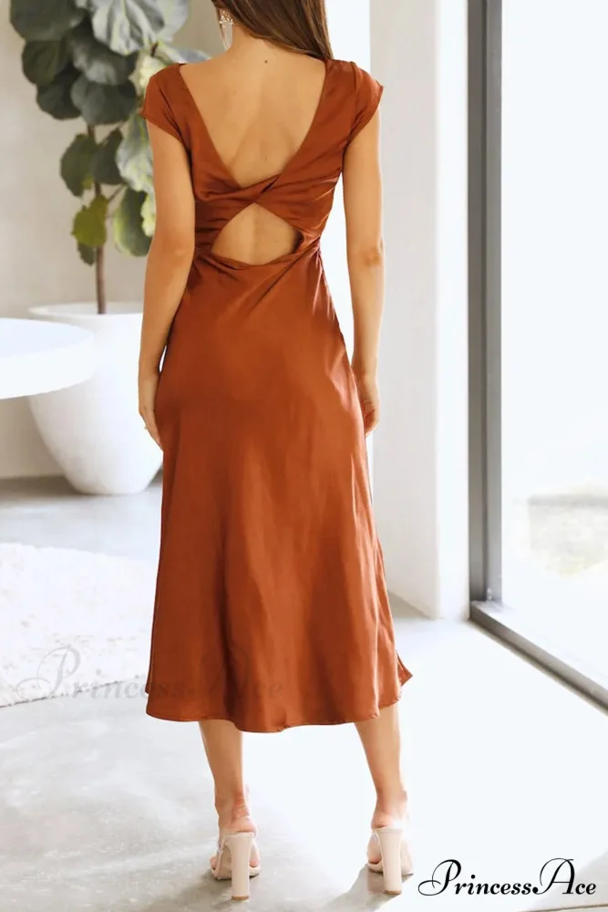 Satin Cowl Neck Dress with Twisted-back Slit - Image 2