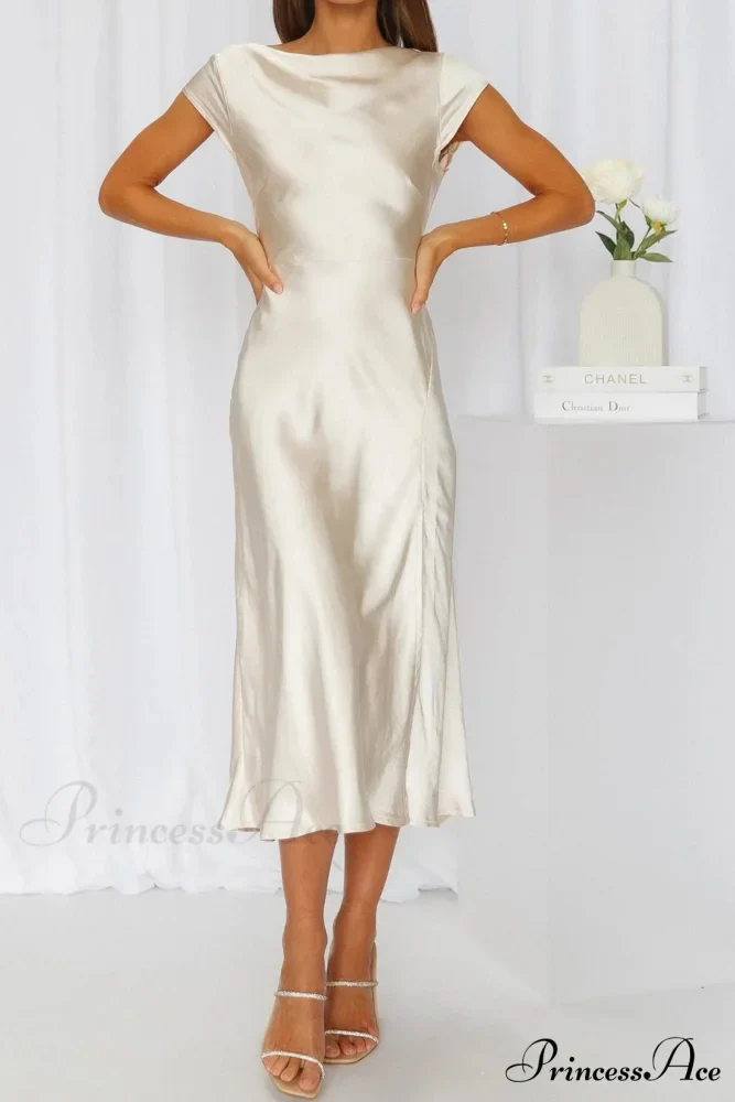 Satin Cowl Neck Dress with Twisted-back Slit - Image 4