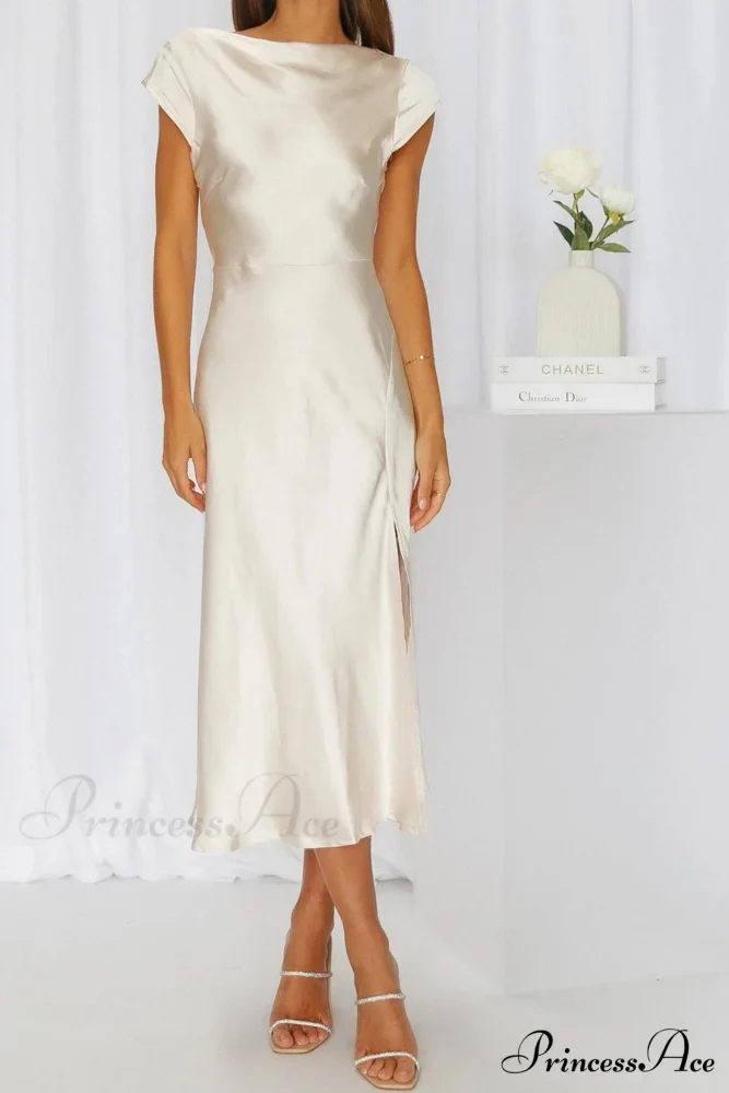 Satin Cowl Neck Dress with Twisted-back Slit - Image 5