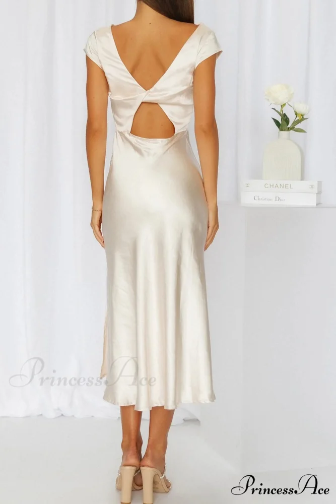 Satin Cowl Neck Dress with Twisted-back Slit - Image 6