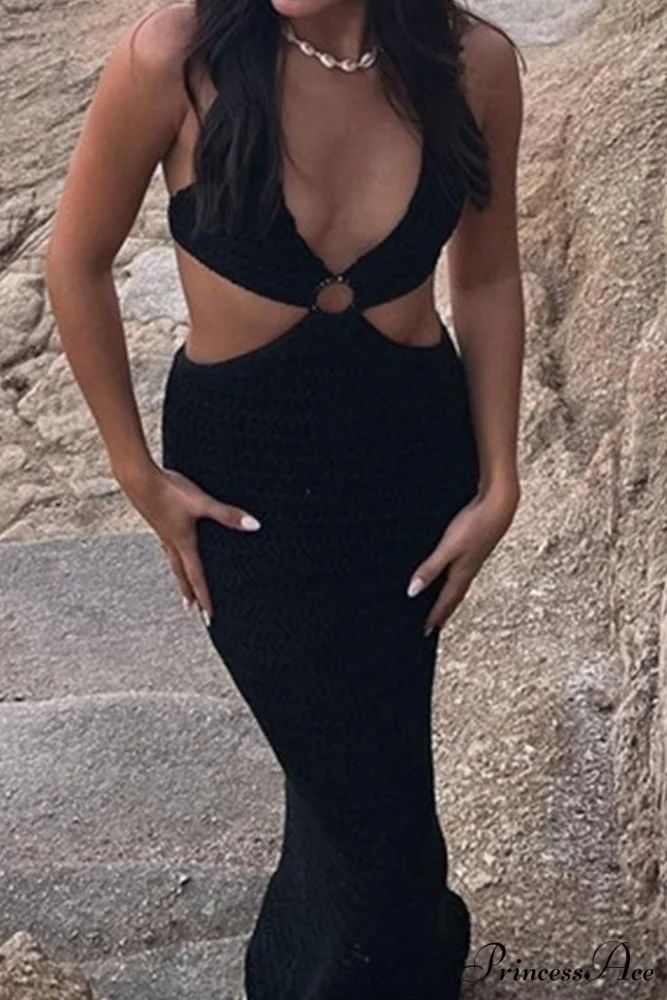 Tie-back Hollow Out Dress with Contrast Detail - Image 11
