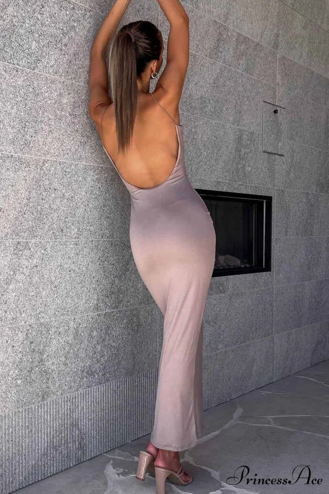 Backless Cami Dress in Solid Color - Image 2