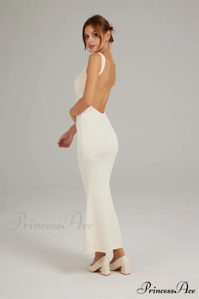 Cowl Neck Backless Pack Hip Dress in Solid Color - Image 5