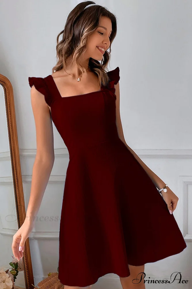 Sleeveless Mini Dress with Ruffle Detail and Tie-back - Image 7