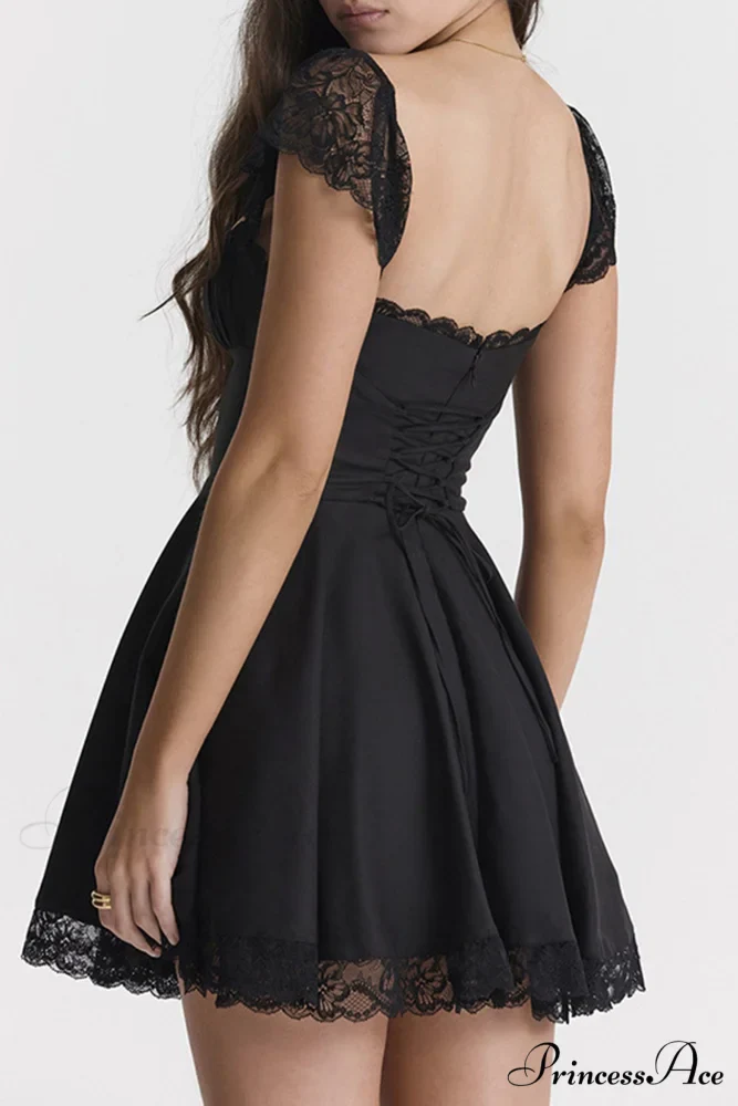 Strappy Lace Patchwork Corset Dress - Image 14